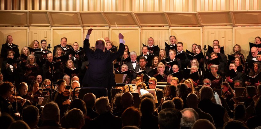 The Colorado Saints Chorale and Orchestra during a 2019 performance.